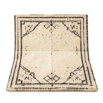 Mahanoy Handwoven Flatweave Wool/Cotton Ivory/Black Area Rug
