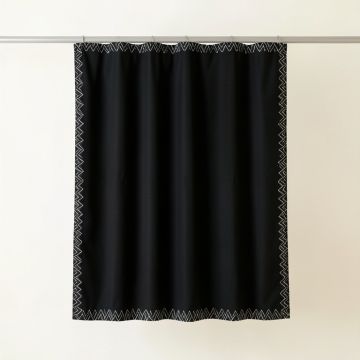 Slate Dale Shower Curtain Hanging Flat From A Plain Rod - Black (synthetic illustration; no displayed measurements)