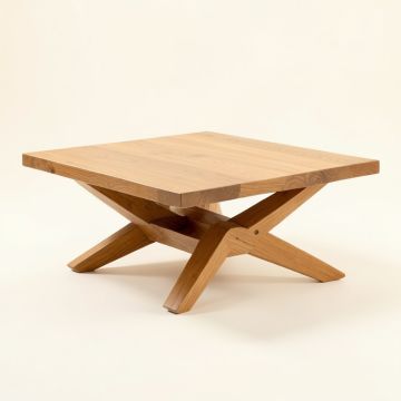 Abba Solid Wood Cross Legs Coffee Table (synthetic illustration; no displayed measurements)