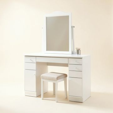 Ilani Vanity Set With Stool And Mirror (synthetic illustration; no displayed measurements)
