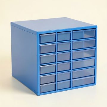 Juniper Edge Small-Parts Storage Drawer Cabinet - Blue (synthetic illustration; no displayed measurements)
