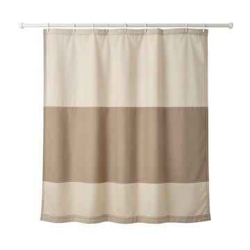 Holly Canyon Shower Curtain Hanging Flat From A Plain Rod - Beige