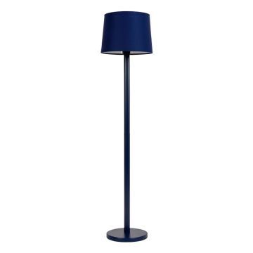 Field Bend Floor Lamp With A Plain Fabric Shade - Navy