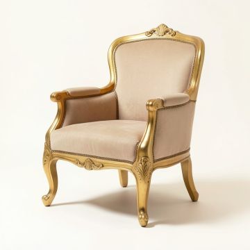 Chapin Queen Anne Back Arm Chair In Gold (synthetic illustration; no displayed measurements)