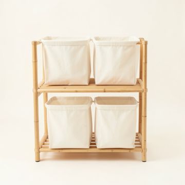 Dawn Crossing Laundry Sorting Station With Plain Removable Bags - Ivory (synthetic illustration; no displayed measurements)