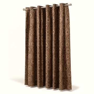 Mid-Century Circular Pattern I Geometric Semi-Sheer Thermal Rod Pocket Single Curtain Panel (synthetic illustration; no displayed measurements)