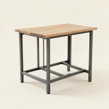 48 '' W Adjustable Height Butcher Block Top Workbench (synthetic illustration; no displayed measurements)