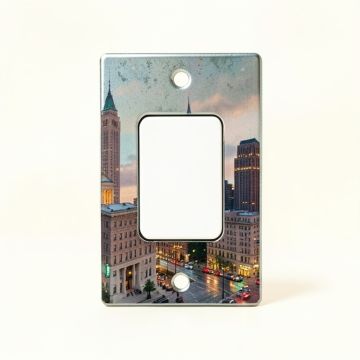Boston Downtown Skyline In Spotlight 2-Gang Toggle Light Switch Wall Plate (synthetic illustration; no displayed measurements)