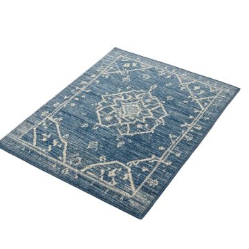 Runner Geometric Blue Area Rug