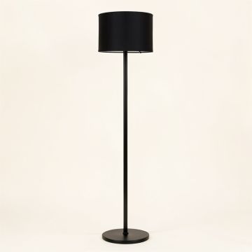 Alder Dale Floor Lamp With A Plain Fabric Shade - Black (synthetic illustration; no displayed measurements)