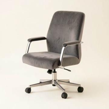 Modern Velvet Office Chair , Armchair Gray Desk Chair , Ajustable Height 360 Revolving Chair (synthetic illustration; no displayed measurements)