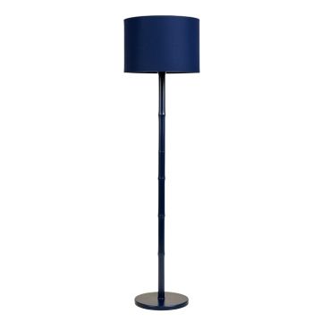Ridge Bend Floor Lamp With A Plain Fabric Shade - Navy