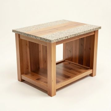Sydney Kitchen Island With Granite And Wood Top (synthetic illustration; no displayed measurements)