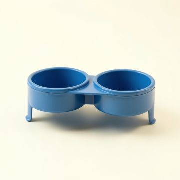 Hazel Bridge Pet Feeding Stand With Two Plain Empty Bowls - Blue (synthetic illustration; no displayed measurements)