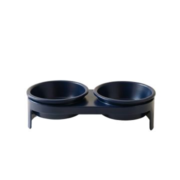 Bay Crossing Pet Feeding Stand With Two Plain Empty Bowls - Navy (synthetic illustration; no displayed measurements)