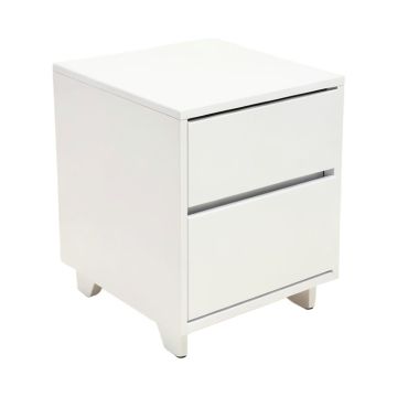 White Modern High Gloss Led Lights Nightstand Bedside End Table With 2