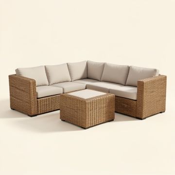 Merton 7 Piece Rattan Sectional Seating Group With Cushions (synthetic illustration; no displayed measurements)