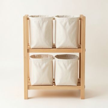 Harbor Brook Laundry Sorting Station With Plain Removable Bags - Beige (synthetic illustration; no displayed measurements)