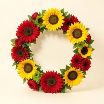 Floral Wreath With Sunflowers (synthetic illustration; no displayed measurements)