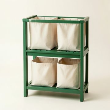 Meadow Dell Laundry Sorting Station With Plain Removable Bags - Green (synthetic illustration; no displayed measurements)