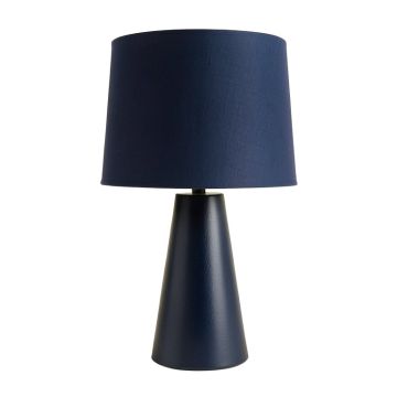 Oak Crossing Table Lamp With A Plain Fabric Shade - Navy