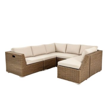 4 Piece Patio Sectional Wicker Rattan Outdoor Furniture Sofa Set With Storage Box
