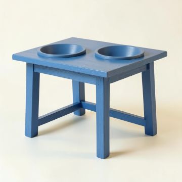 Rowan Falls Pet Feeding Stand With Two Plain Empty Bowls - Blue (synthetic illustration; no displayed measurements)
