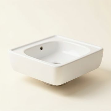 White Ceramic Rectangular Vessel Bathroom Sink With Overflow (synthetic illustration; no displayed measurements)