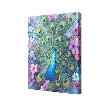 Floral Peacock Canvas Art