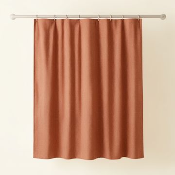 Linden Branch Shower Curtain Hanging Flat From A Plain Rod - Terracotta (synthetic illustration; no displayed measurements)
