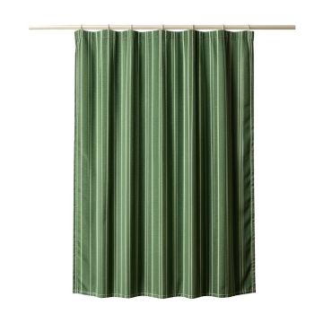 Dune Canyon Shower Curtain Hanging Flat From A Plain Rod - Green