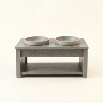 Flint Brook Pet Feeding Stand With Two Plain Empty Bowls - Gray (synthetic illustration; no displayed measurements)