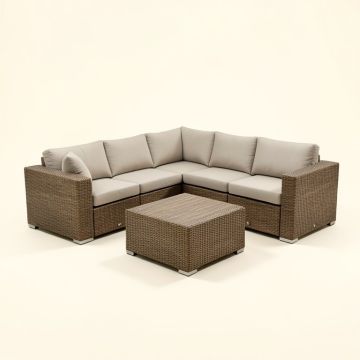 Outdoor Patio 6 Piece Rattan Sectional Seating Group With Cushions (synthetic illustration; no displayed measurements)