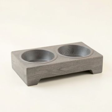 Field Falls Pet Feeding Stand With Two Plain Empty Bowls - Gray (synthetic illustration; no displayed measurements)