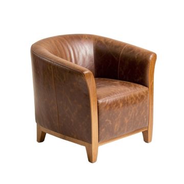 Kailey 29 '' Wide Top Grain Leather Barrel Chair