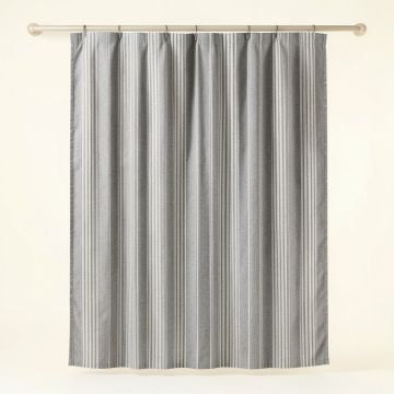 Hill Canyon Shower Curtain Hanging Flat From A Plain Rod - Gray (synthetic illustration; no displayed measurements)