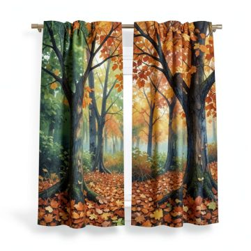 2 Piece Fine Art Gouache Autumn Season Scenery With Fallen Tangerine Tone (synthetic illustration; no displayed measurements)