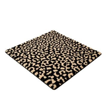 Animal Print Hand Knotted Wool Black/Beige Area Rug