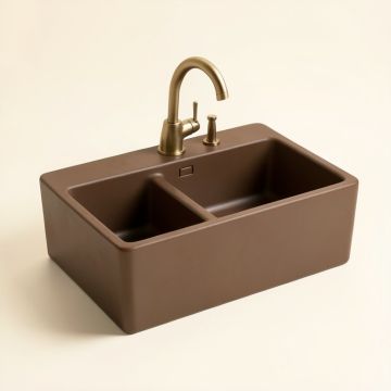 Elkay Fireclay 25 '' L X 19 '' W Farmhouse Kitchen Sink (synthetic illustration; no displayed measurements)