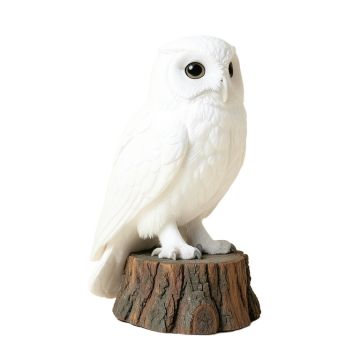 Snowy Owl On Stump Statue