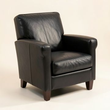 Leather Upholstered Arm Chair In Black (synthetic illustration; no displayed measurements)