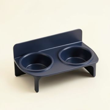 Field Bluff Pet Feeding Stand With Two Plain Empty Bowls - Navy (synthetic illustration; no displayed measurements)