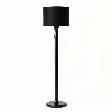 Reed Crest Floor Lamp With A Plain Fabric Shade - Black (synthetic illustration; no displayed measurements)