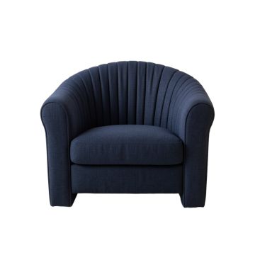 Oak Arc Upholstered Armchair - Navy