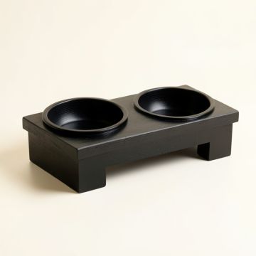 Field Arc Pet Feeding Stand With Two Plain Empty Bowls (synthetic illustration; no displayed measurements)