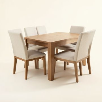 Hadara Butterfly Leaf Rubberwood Solid Wood Dining Set (synthetic illustration; no displayed measurements)