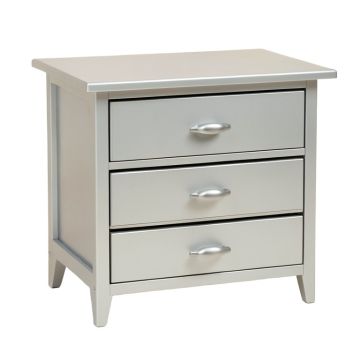 Wymore 3 - Drawer Solid Wood Nightstand In Silver