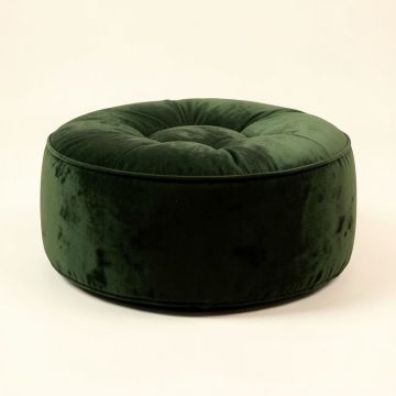 Cutshall 16 '' Velvet Tufted Round Pouf Ottoman (synthetic illustration; no displayed measurements)