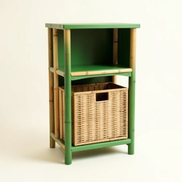 Alder Crest Freestanding Pull-Out Hamper Cabinet - Green (synthetic illustration; no displayed measurements)