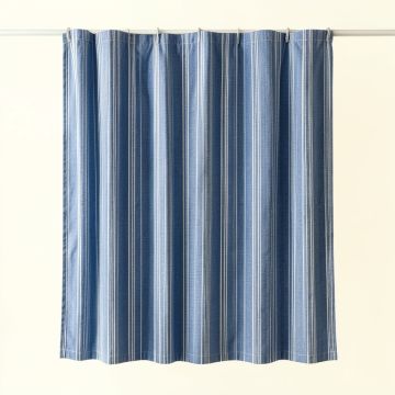 Cliff Bridge Shower Curtain Hanging Flat From A Plain Rod - Blue (synthetic illustration; no displayed measurements)